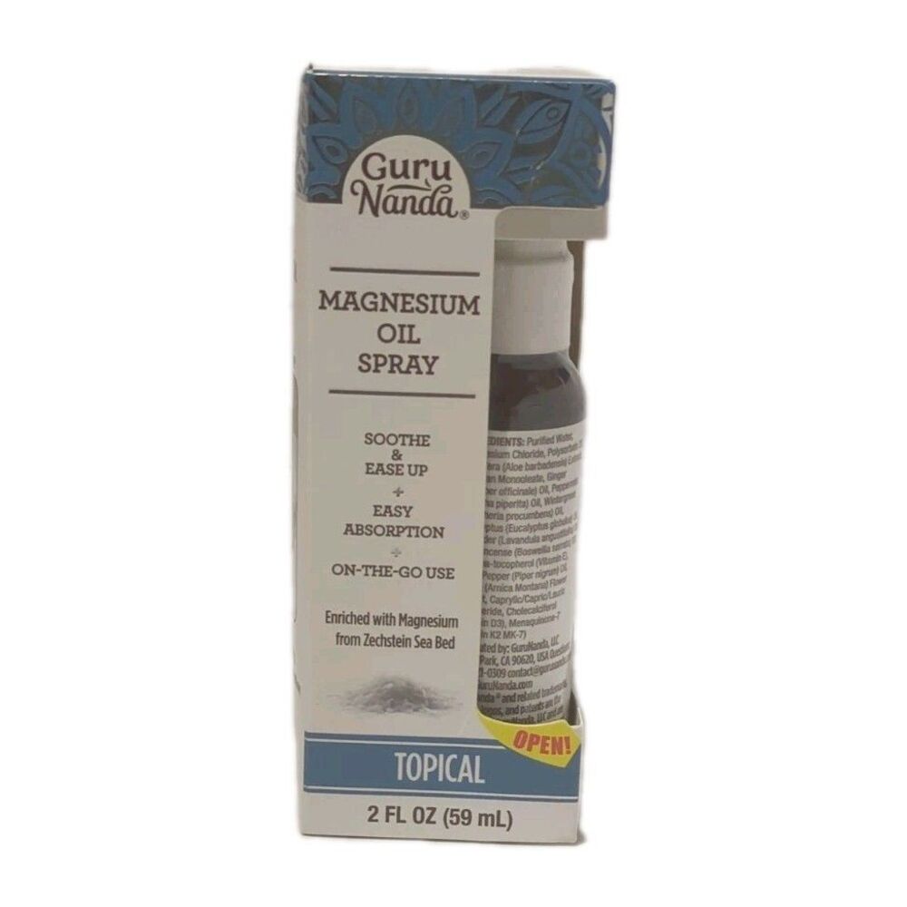 NIB GuruNanda Magnesium Oil Spray Sooth & Ease 2 Fl Oz 59mL Exp 01/2028 NEW